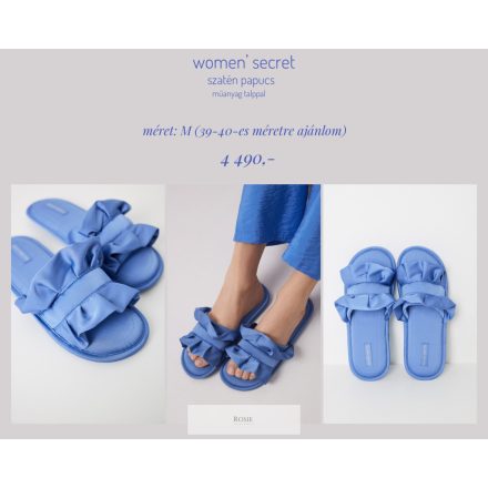 women’ secret kék szatén papucs